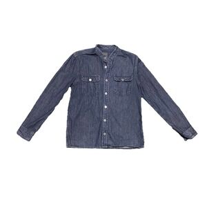 Zara Woman Editorial Dark Wash Denim Shirt Snaps Closure Size S Western Country